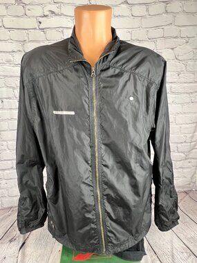 Vintage Converse One Star Black Windbreaker Jacket Mens Sz M Reflector Logo